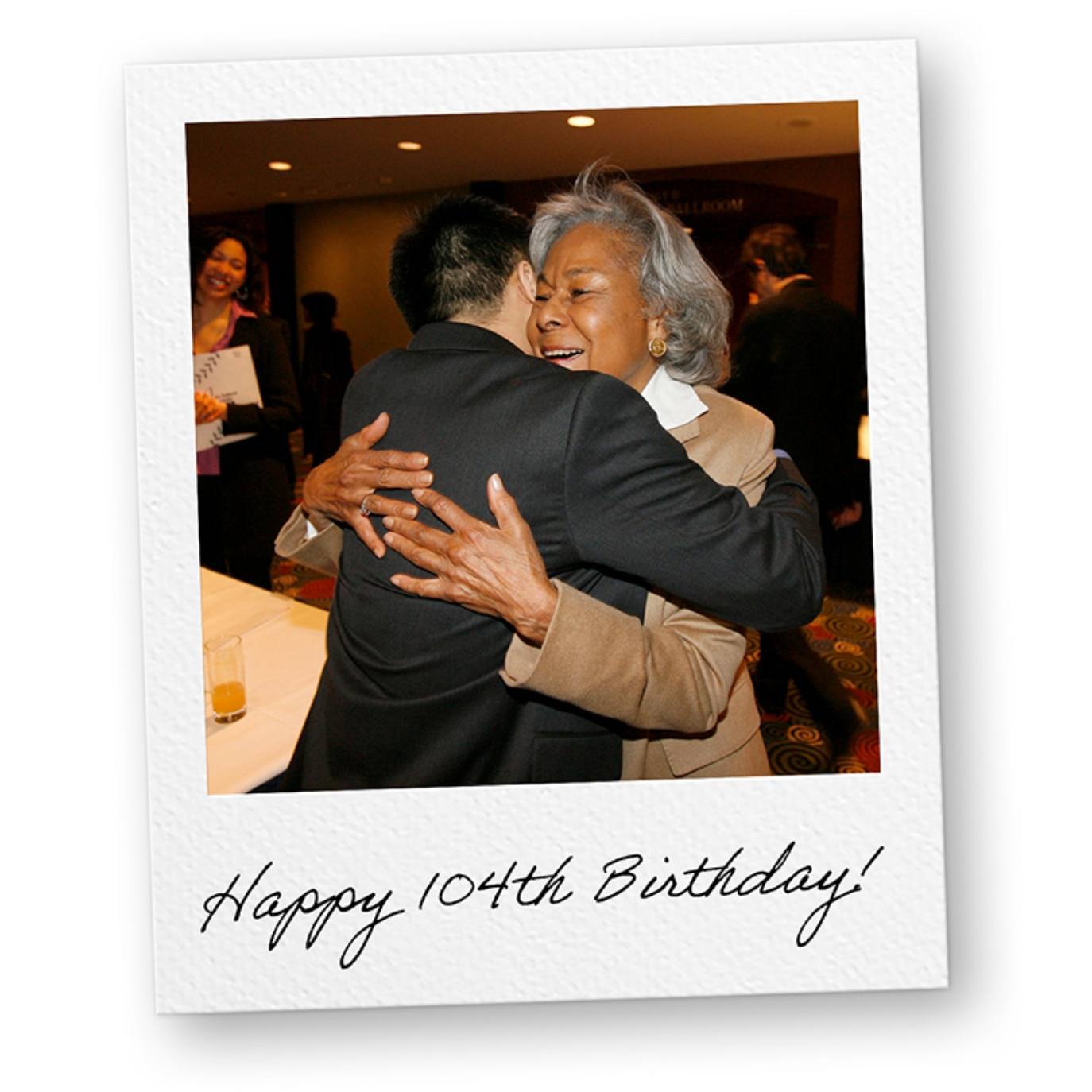Rachel Robinson sharing an embrace &mdash; Happy 104th Birthday